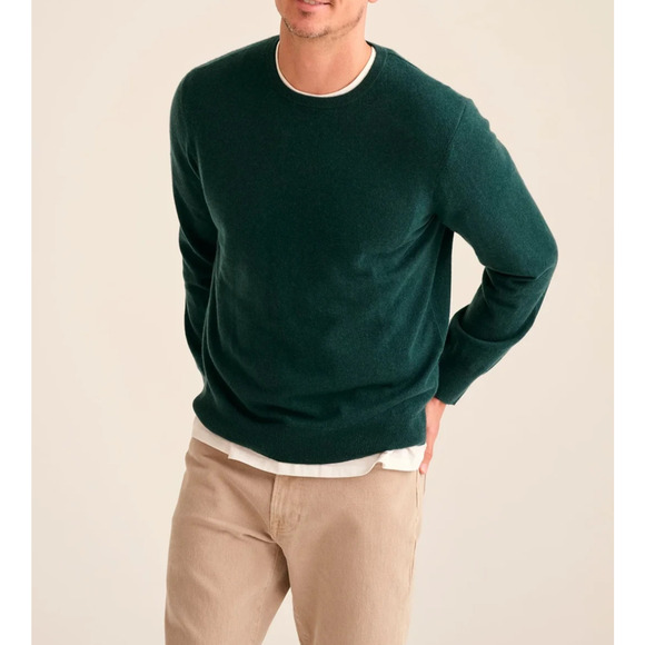 Naadam 100% Cashmere Sweater Mens XL Pine Green Knit Crewneck Luxury Pullover - Picture 7 of 13